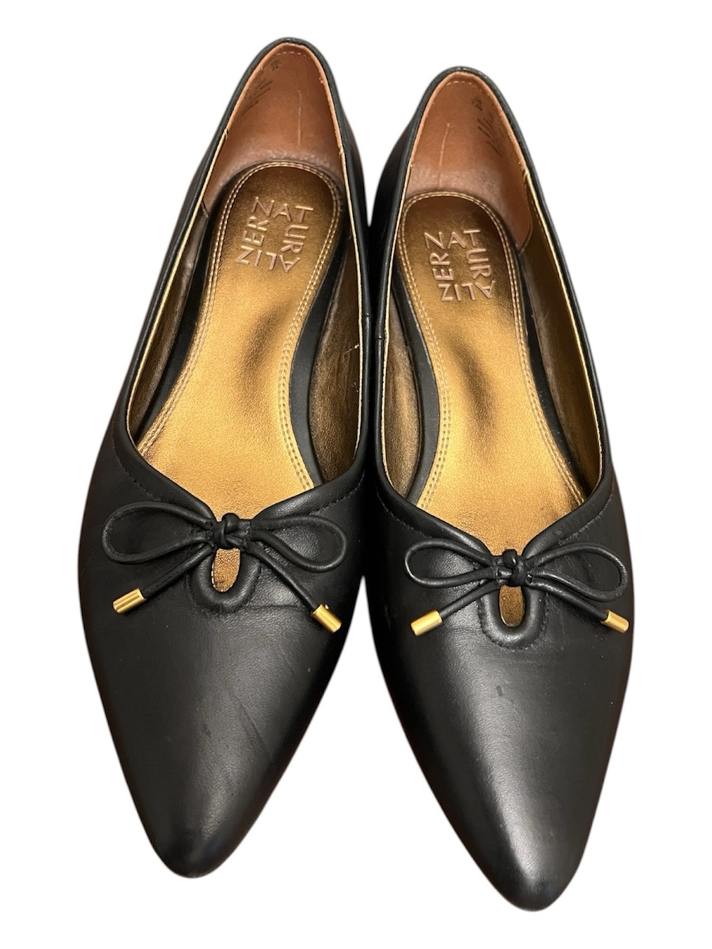 Naturalizer Joiner Flats 7.5 Black Leather Pointed Toe Ballet Work Shoes